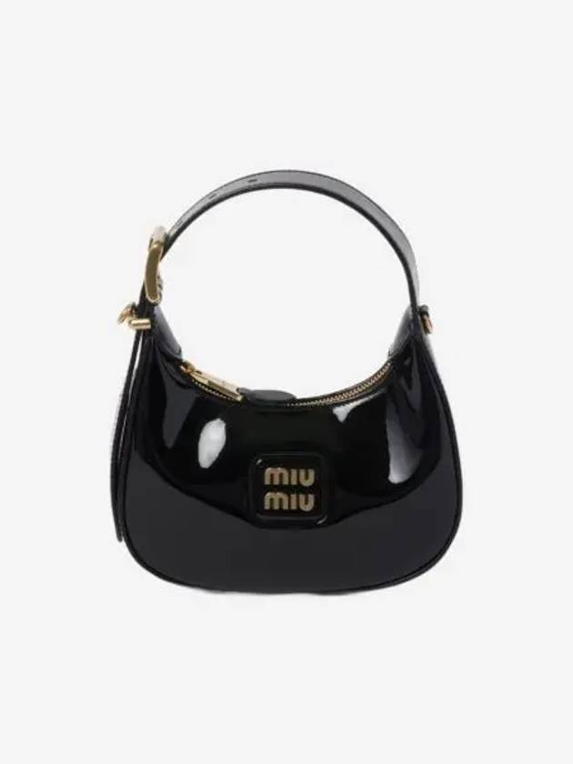 미우 미우 페이턴트 레더 호보백 블랙 Miu Miu Patent leather hobo bag Black