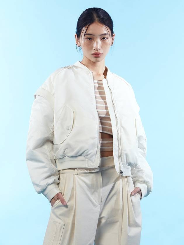 리얼미어나더미 슬리브 디터쳐블 리버서블 자켓 크림