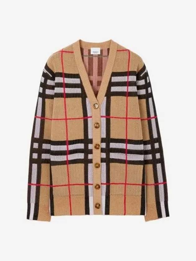W 버버리 체크 테크니컬 코튼 가디건 아카이브 베이지 W Burberry Check Technical Cotton Cardigan Archive Beige
