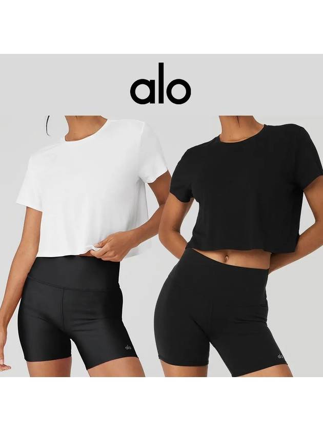 alo 알로 요가 올뎅이 크롭 반팔 티셔츠 블랙 화이트