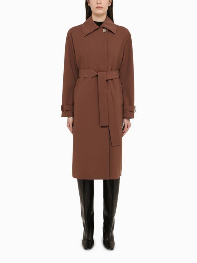 Harris Wharf London Trench-coat marron a double boutonnage avec ceinture