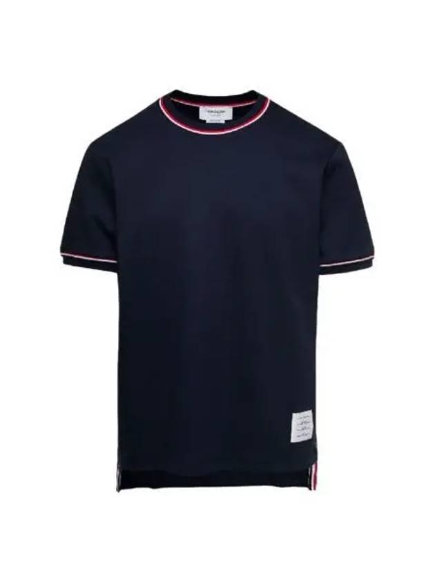 톰브라운 코튼 밀라노 스트라이프 티셔츠 네이비 Thom Browne Cotton Milano Stripe T Shirt Navy