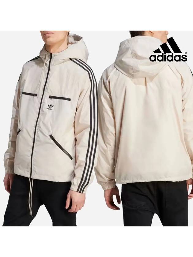 아디다스 클래식 윈드브레이커 아이오닉 롱슬리브 탑 재킷 베이지