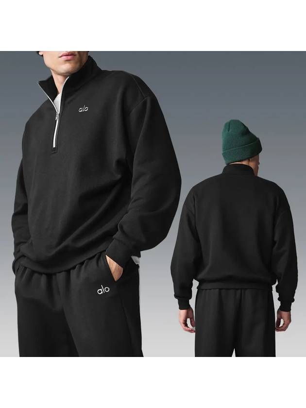 alo 알로 요가 남자 맨투맨 아콜레이드 반집업 티셔츠 블랙