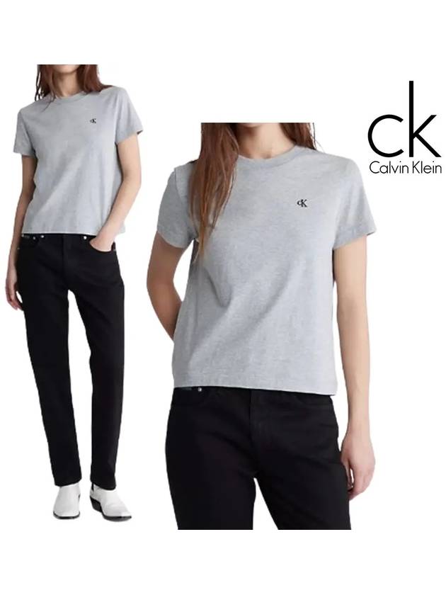 캘빈클라인 반팔 여성 스몰CK 탑 티셔츠 그레이