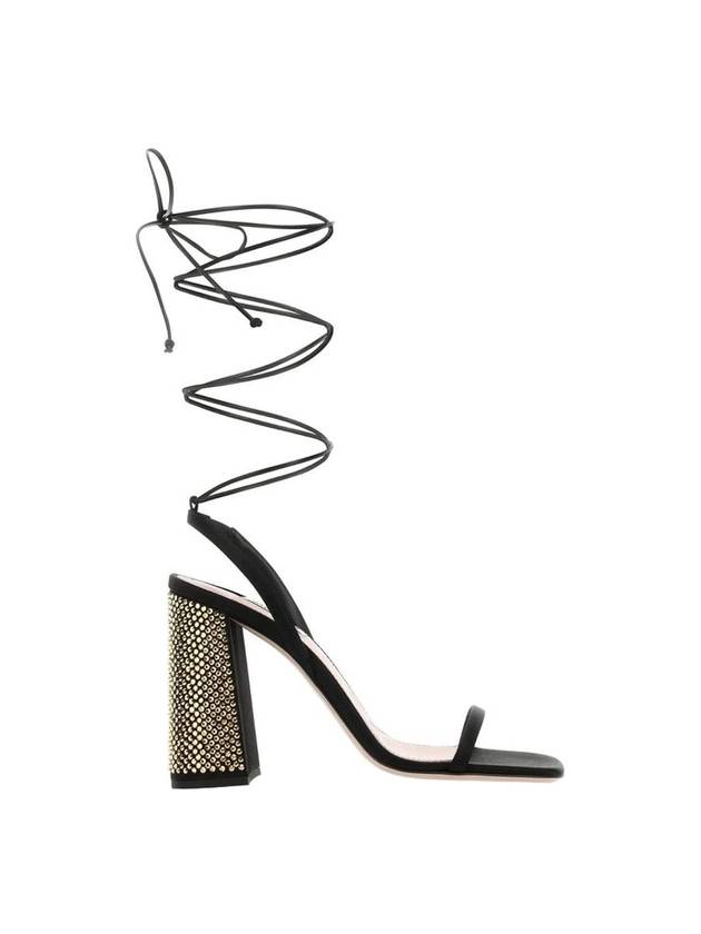 미우미우 새틴 샌들 힐 블랙 골드