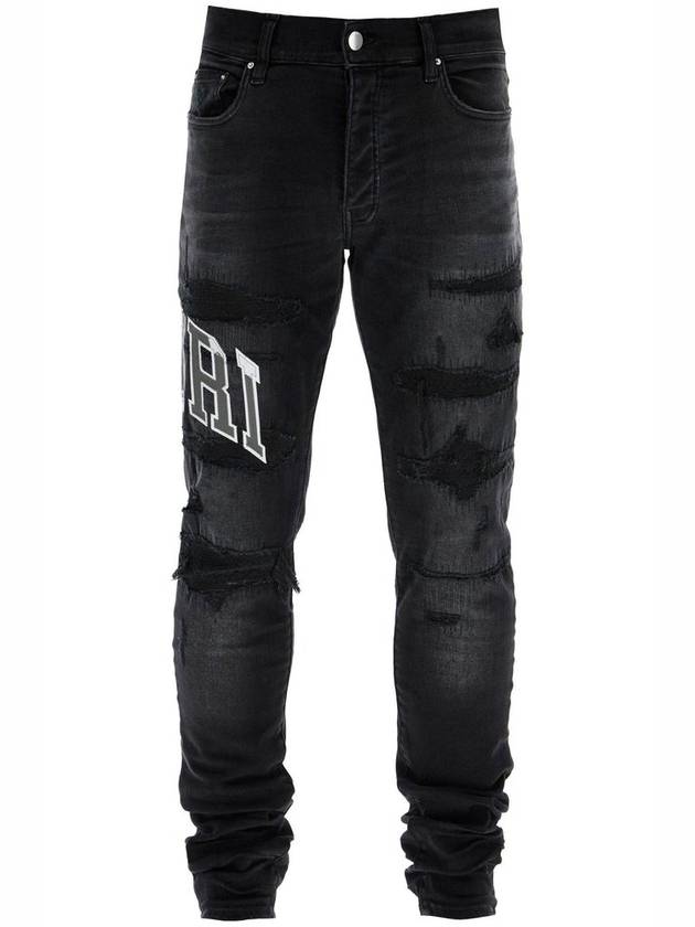 Amiri 로고 패치 디스트레스드 스키니 진