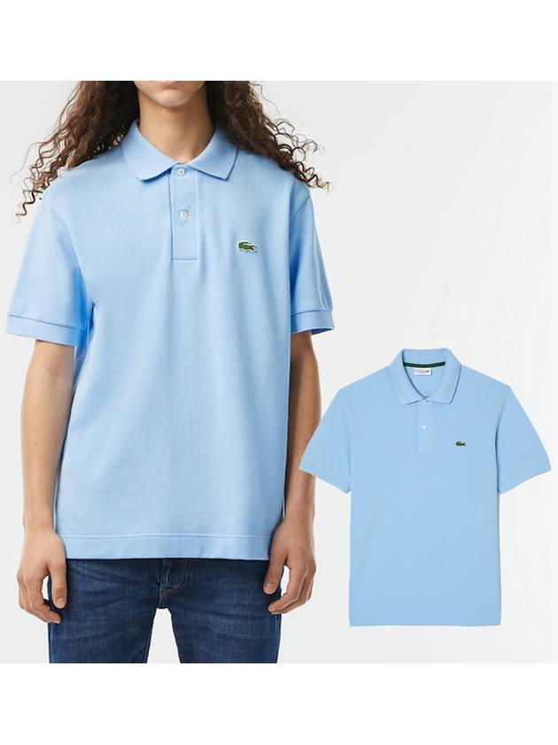 라코스테 남성 클래식핏 헤비 코튼 피케 카라 셔츠 테니스 티셔츠 반소매 반팔 스카이