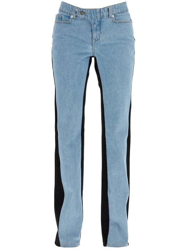 Bicolor Straight Leg Jeans With Two