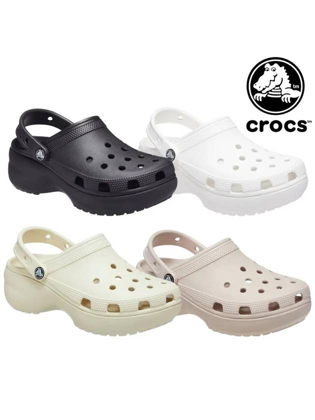 크록스 슬리퍼 여성 클래식 플랫폼 굽 클로그 신발 블랙 화이트 베이지 핑크