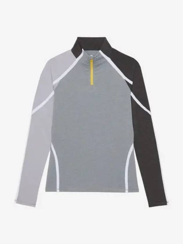 W 지포어 쿼터 집 미드 레이어 컬러 블록 테크 저지 라이트 헤더 그레이 W G Fore Quarter Zip Mid Layer Colour Block Tech Jersey Light Heather Grey
