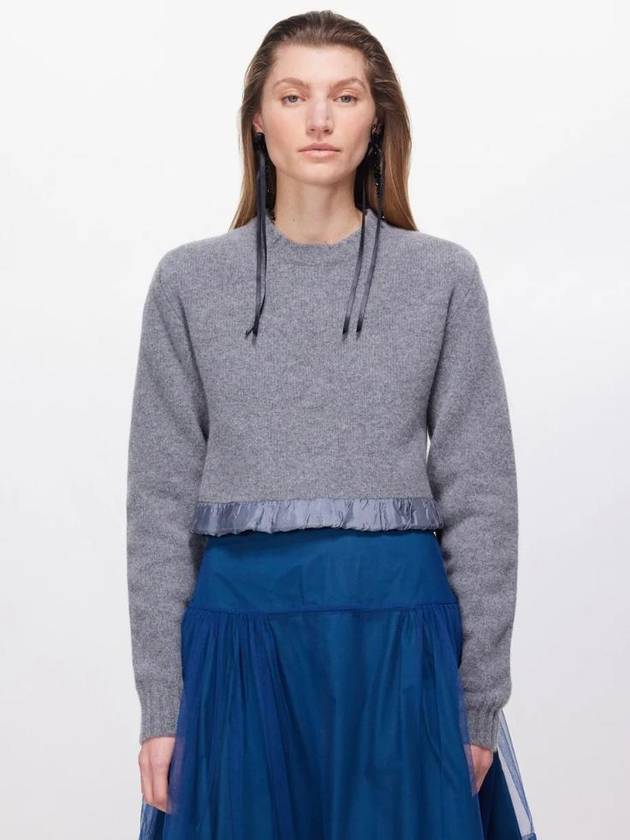 24 SS 몰리 고다드 여성 Katia satin trim button back wool sweater 1575765 Grey