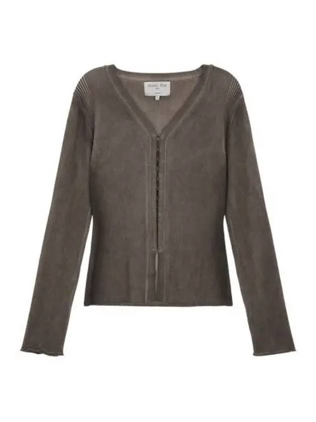 W 마뗑킴 빈티지 다잉 훅 가디건 카키 브라운 W Matin Kim Vintage Dying Hook Cardigan Khaki Brown