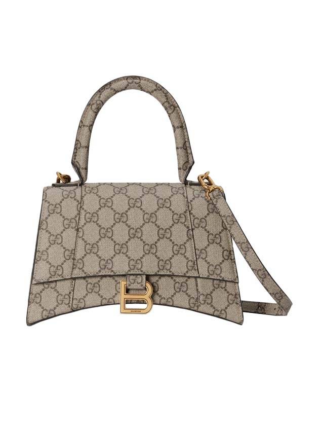 구찌 GG 수프림 아워글라스 스트랩 토트 백 베이지 에보니