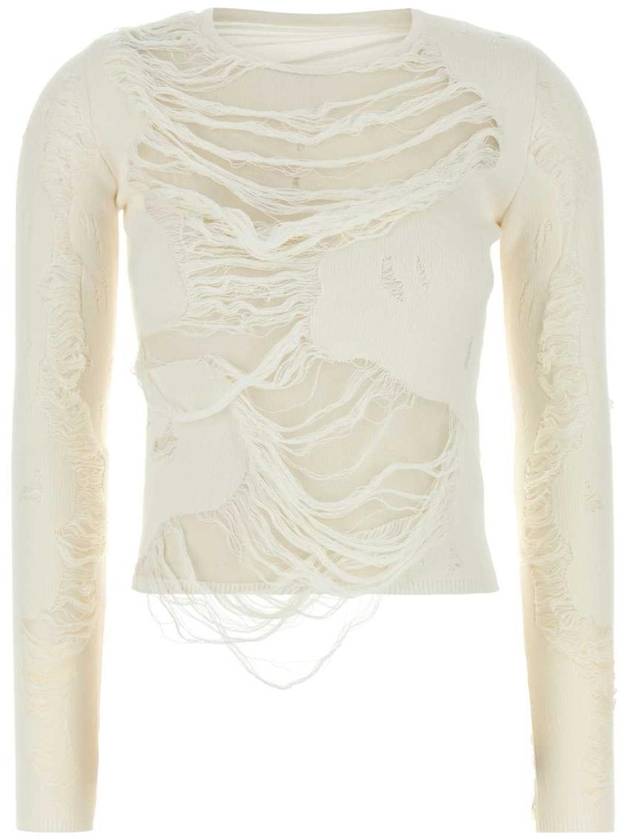 엠엠식스 메종마르지엘라 Ivory cotton blend sweater S62HL0032M13121 101