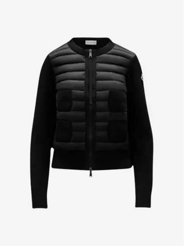 W 몽클레르 울 앤 나일론 패딩 가디건 블랙 24FW W Moncler Wool and Nylon Padded Cardigan Black 24FW