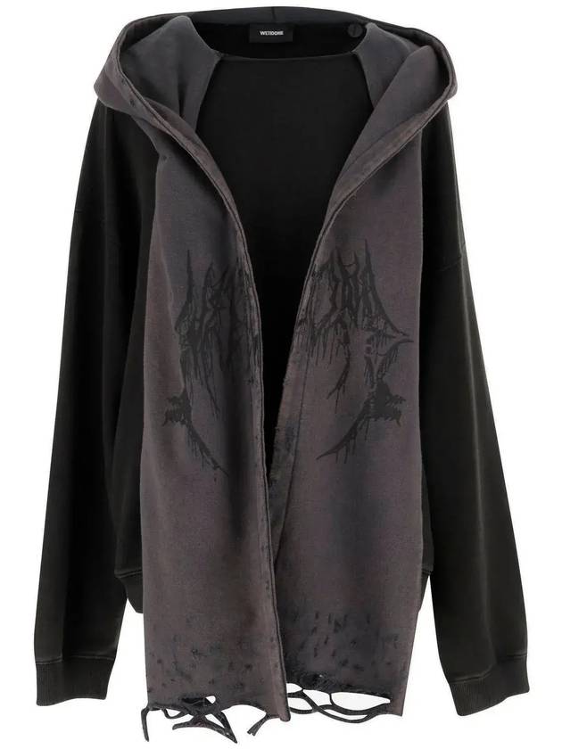 We11done 디스트레스 머플러 후드티 WDTH324850U_BK