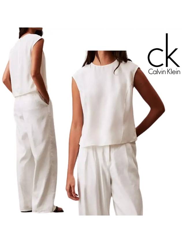 캘빈클라인 나시 여성 플로윙 탱크 탑 티셔츠 화이트