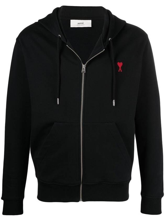 아미 남성 하트 로고 후드집업 블랙