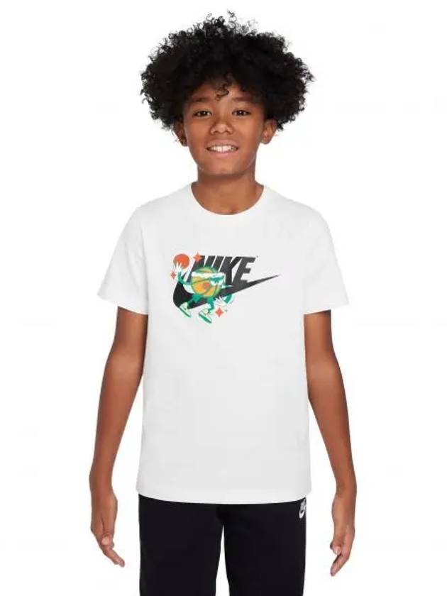 키즈 나이키 키즈 스포츠웨어 코튼 그래픽 티셔츠 화이트 10458190