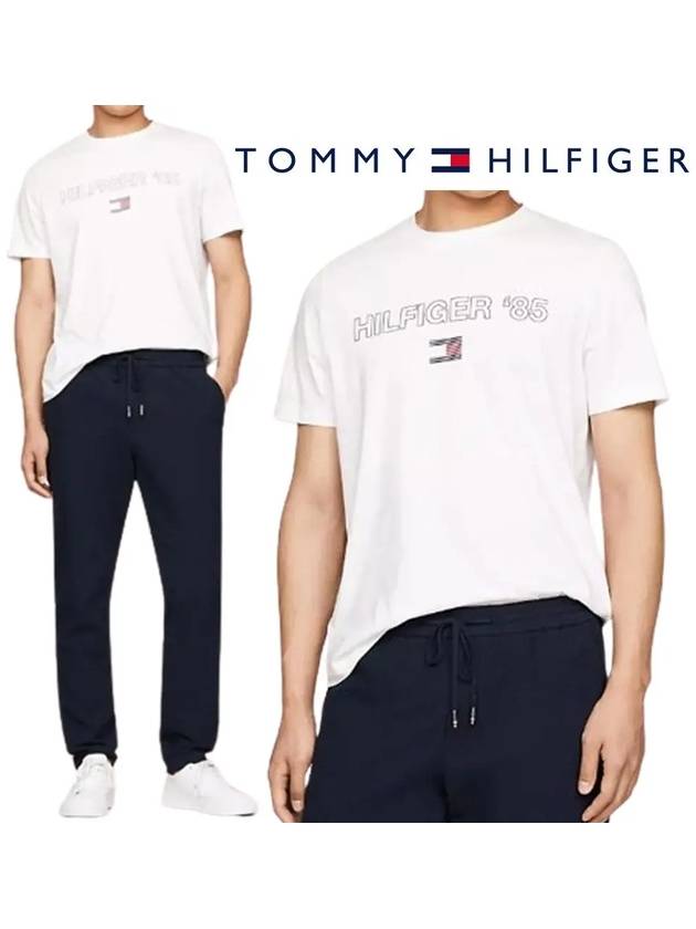 타미힐피거 반팔 로고 85 그래픽 탑 티셔츠 화이트