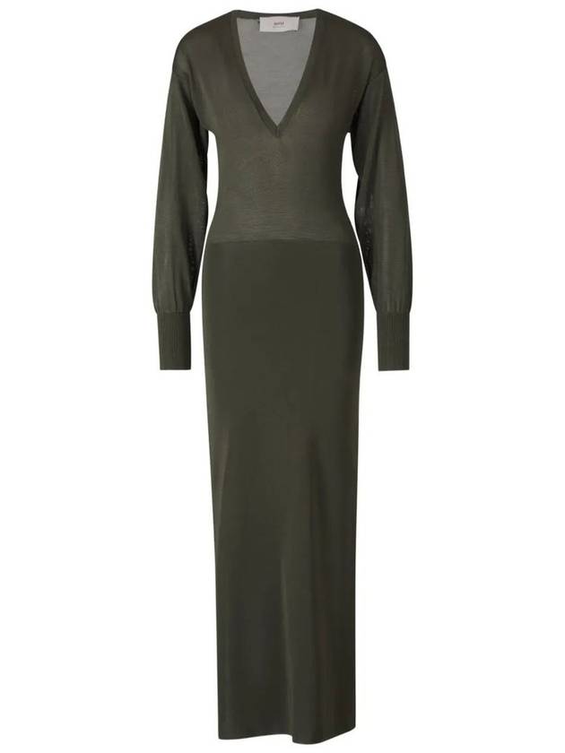 AMI V넥 맥시 니트 드레스