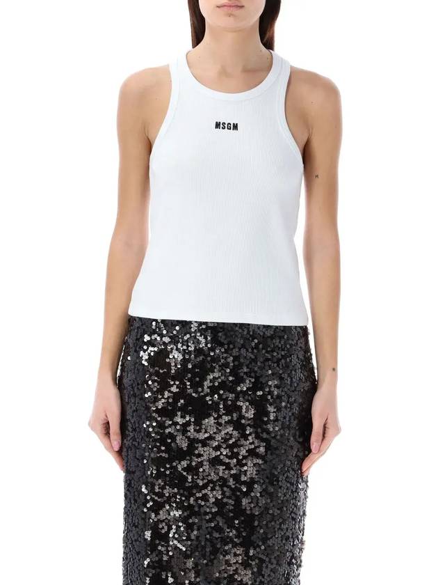MSGM 로고 자수 민소매 골지 탱크탑 3641MDT82247108_01