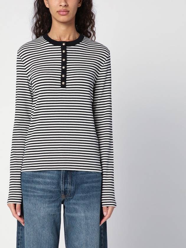 ANINE BING White and black striped long-sleeved t-shirt