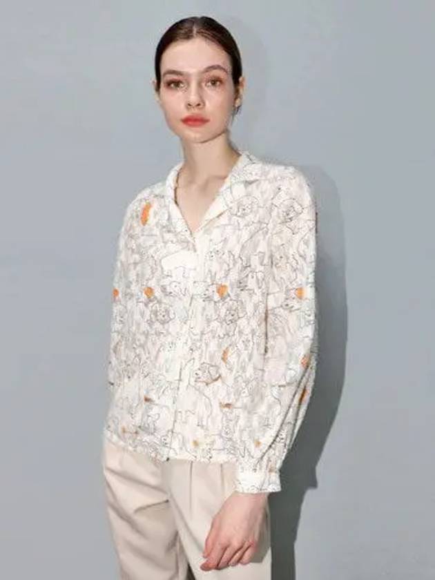 데미지니모닉 퍼피 블라우스 아이보리