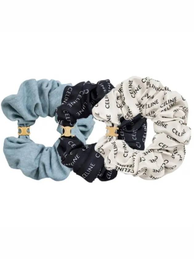 CELINE 스크런치 실크 데님 골드피니시브라스