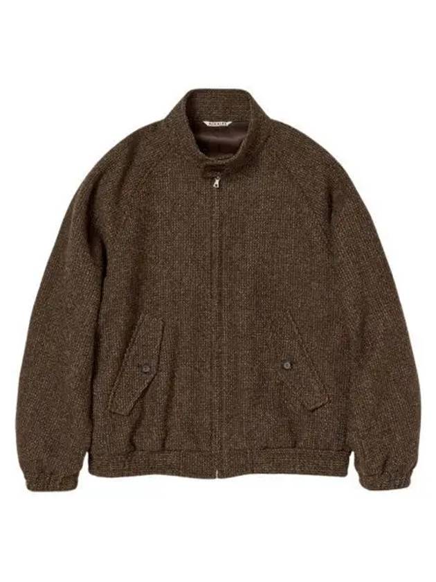 오라리 라마 셰틀랜드 울 트위드 집업 블루종 브라운 트위드 Auralee Lama Shetland Wool Tweed Zip Blouson Brown Tweed