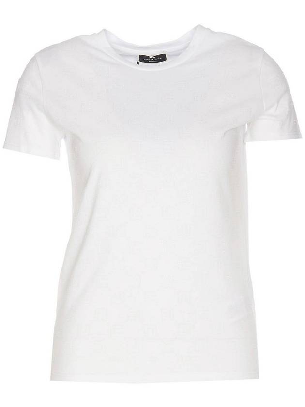 Elisabetta Franchi White logo tee round neck tone on