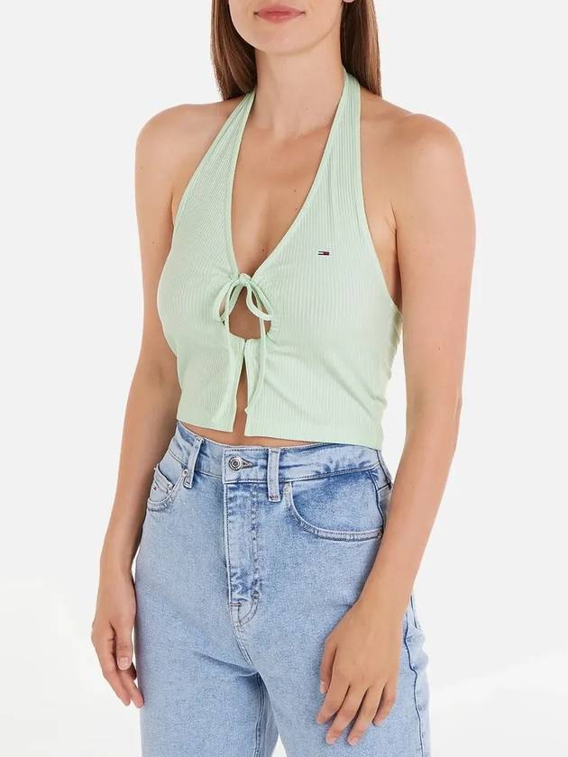 Tommy Jeans 홀터넥 골지 니트 탑 Tommy Jeans Halter Neck Ribbed Knit Top