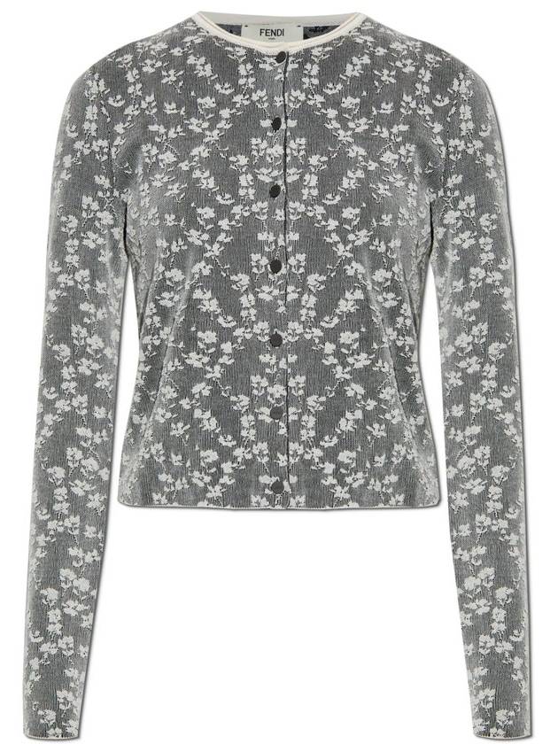 펜디 플로럴 모티프 크루넥 카디건