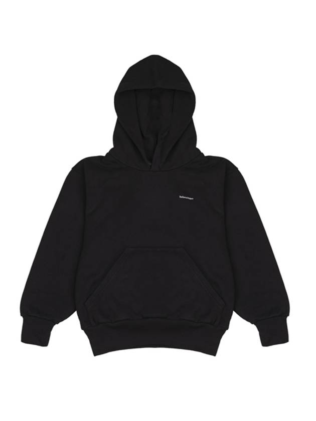 발렌시아가 키즈 로고 후드 탑 블랙