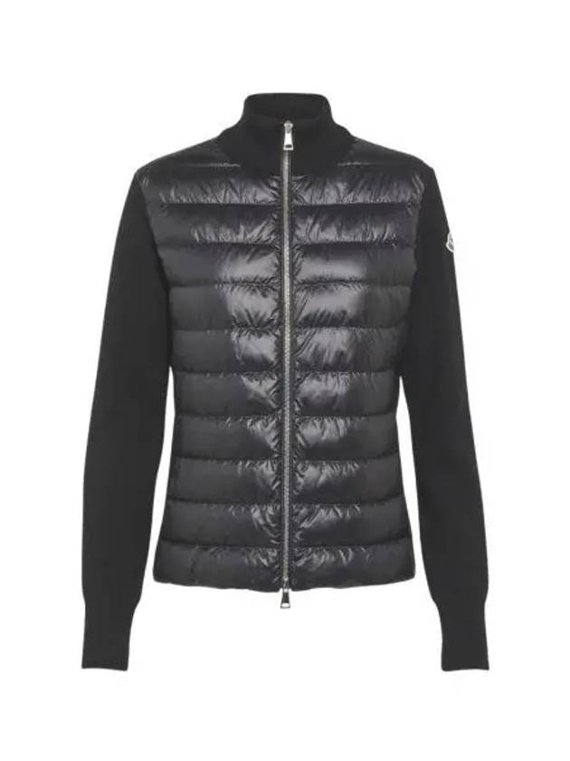 W 몽클레르 패딩 울 가디건 블랙 24FW W Moncler Padded Wool Cardigan Black 24FW