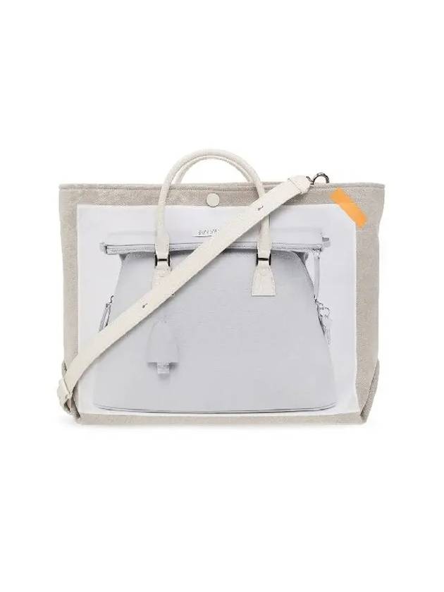 메종마르지엘라 5AC 프린트 토트 백 화이트