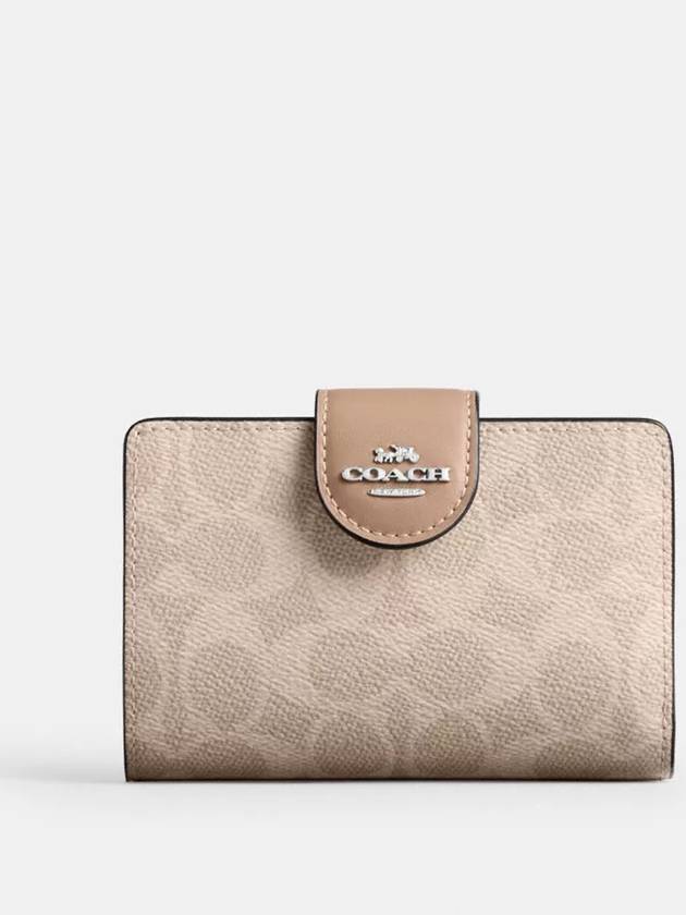 코치 미디엄 코너 지퍼 월렛 여성 지갑 Silver Sand Taupe