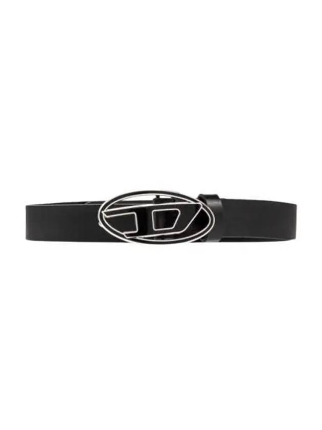 W 디젤 B 1DR 25 레더 벨트 에나멜 버클 블랙 W Diesel B 1DR 25 Leather Belt with Enamelled Buckle Black