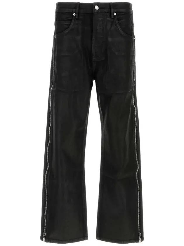 퍼플 브랜드 P018 미드라이즈 사이드 지퍼 코팅 진 P018FZCC424_BLACK