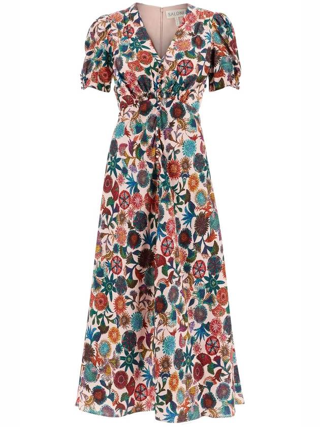 Lea Long Dress In Printed Silk