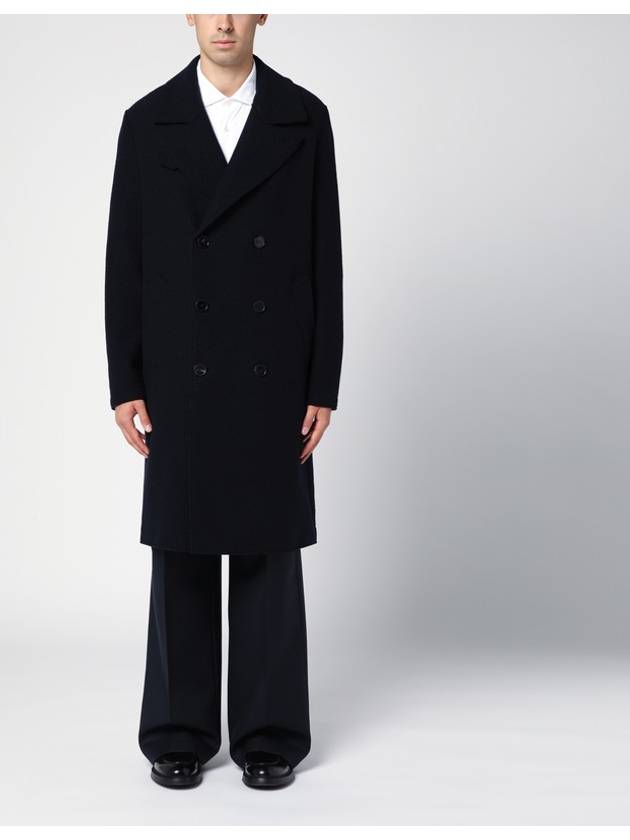 Harris Wharf London Navy blue double-breasted wool coat