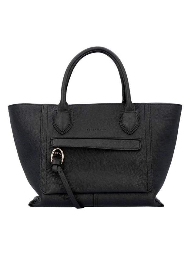 롱샴 메일박스 미디엄 토트 백 블랙