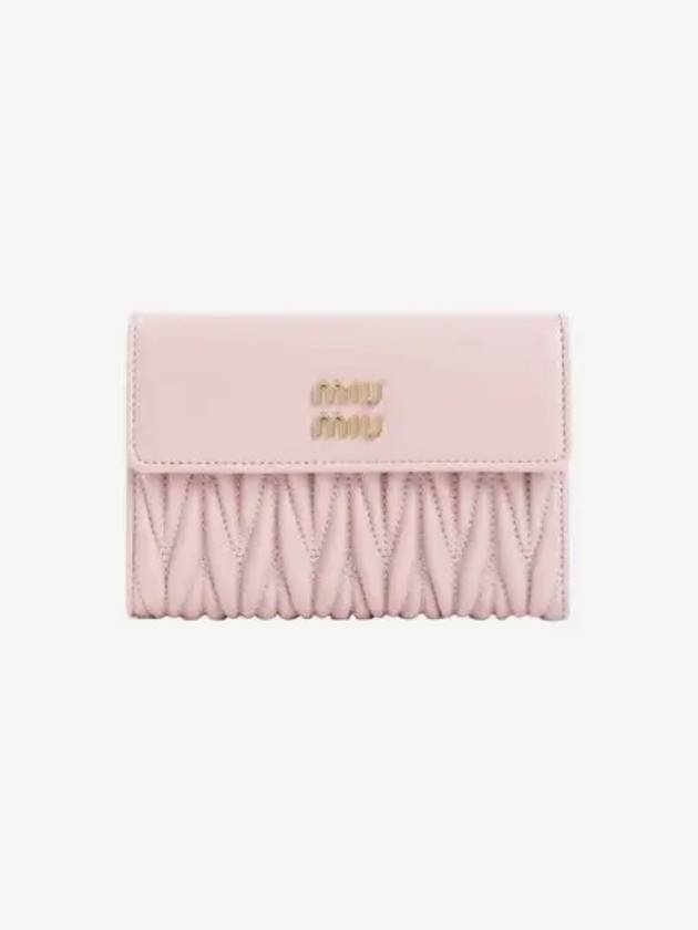 미우 미우 마테라쎄 나파 레더 반지갑 알라바스터 핑크 Miu Miu Matelasse Nappa Leather Wallet Alabaster Pink