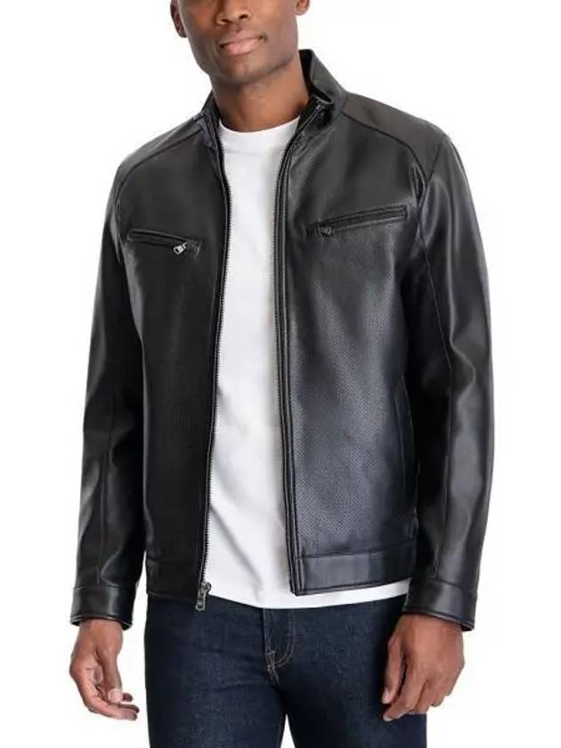 마이클코어스 맨즈 퍼포레이티드 인조가죽 레더 모토 자켓 블랙 9043066
