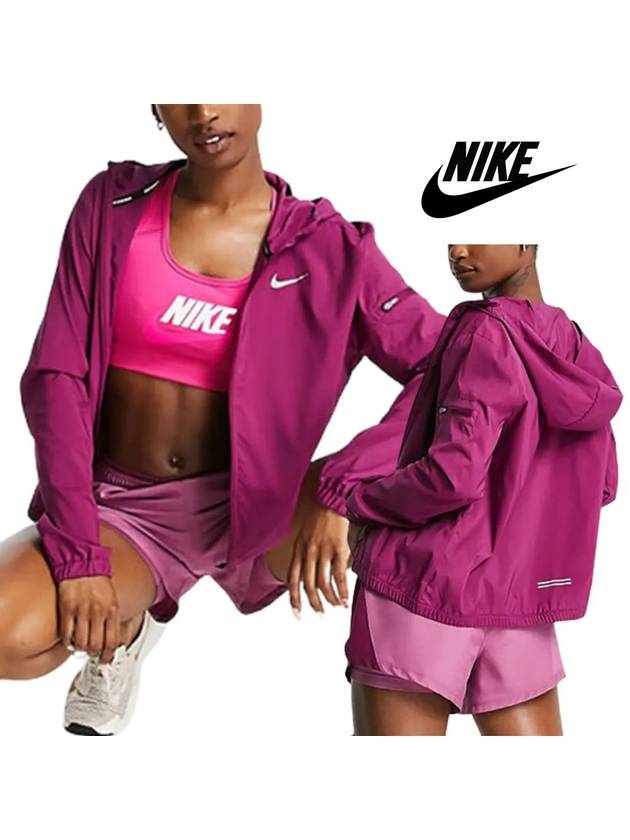 나이키 바람막이 런닝 로고 집업 여성 자켓 퍼플 여자재킷 오버핏 운동복