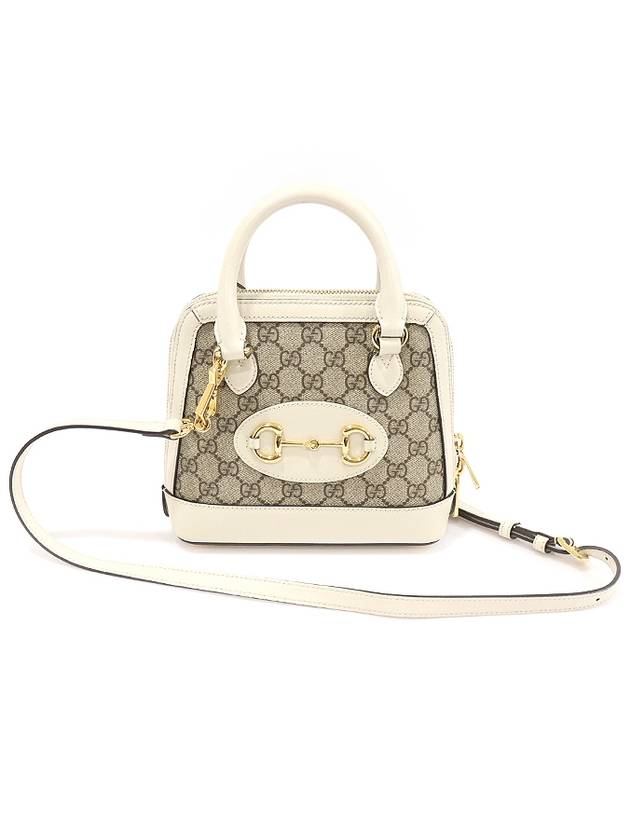 Gucci 구찌 640716 GG 수프림 캔버스 화이트 레더 홀스빗 1955 미니 탑 핸들백 2WAY