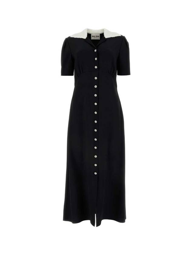 MIU MIU 블랙 아세테이트 블렌드 셔츠 드레스 MF5206SOOOS2Y F0002