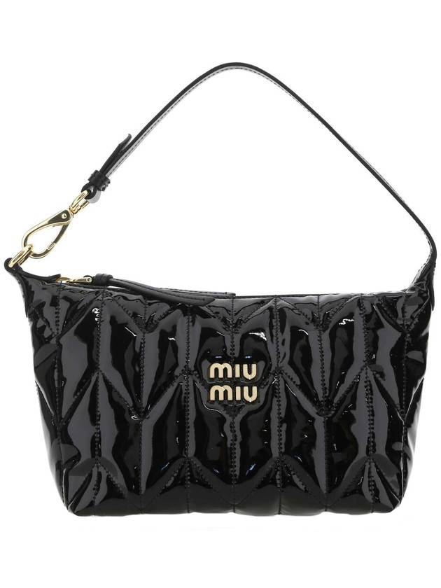 미우미우 마틀라세 페이턴트 레더 미니 백 블랙