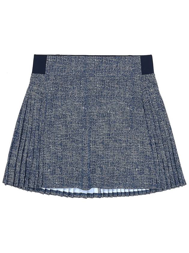 C23MSK011W 카모 데님 백 플리츠 스커트 Denim blue